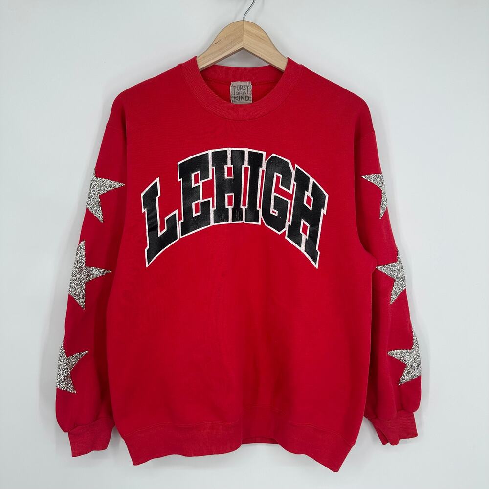 Furst of a Kind Lehigh University Sweatshirt Vintage Reworked Oversized Red - Picture 6 of 10